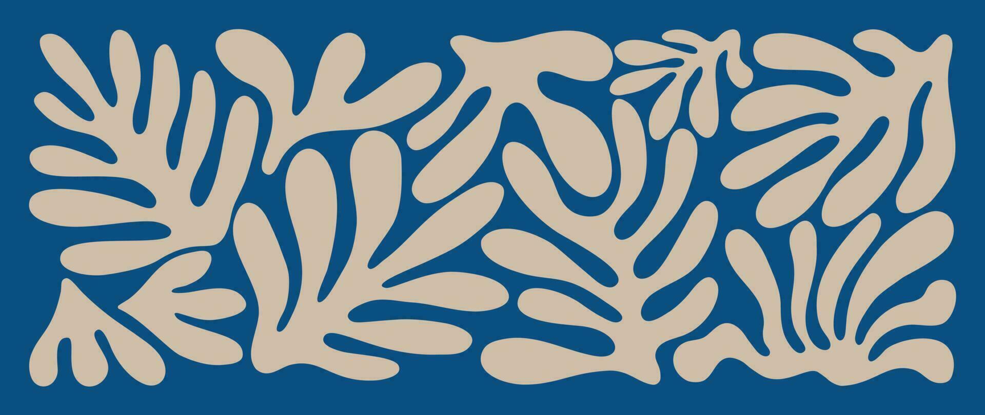 abstrakt botanisch Kunst Hintergrund Vektor. natürlich Hand gezeichnet Muster Design mit Blau Blätter, Geäst. einfach zeitgenössisch Stil illustriert Design zum Stoff, drucken, Abdeckung, Banner, Hintergrund. vektor