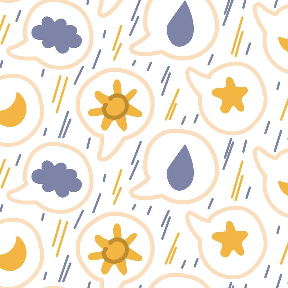 ein Muster von Aufkleber zum Sozial Netzwerke mit ein eben Design im das bilden von ein Rede Blase im das Natur Thema. Emoticons zum online Kommunikation, Sozial Netzwerke im das Idee von Wetter Elemente vektor