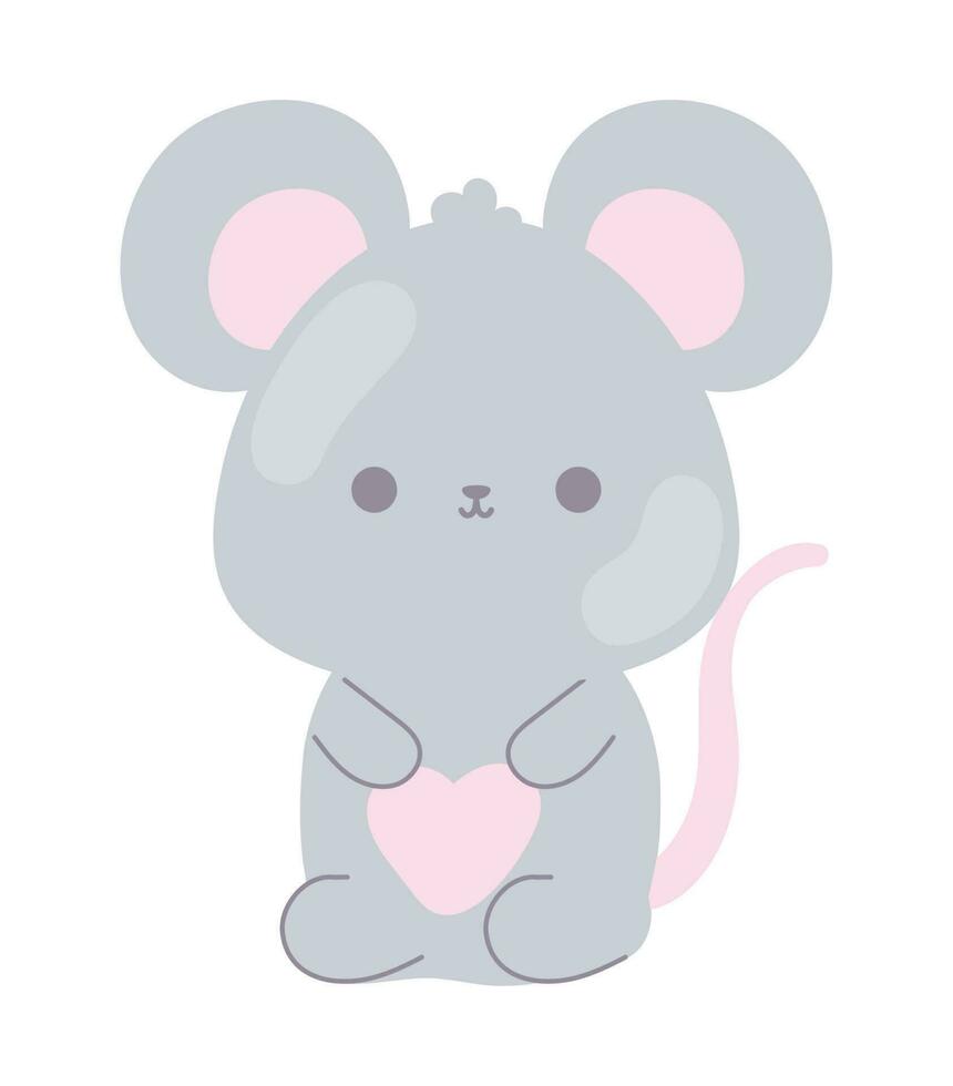 Maus kawaii Tier Symbol isoliert vektor