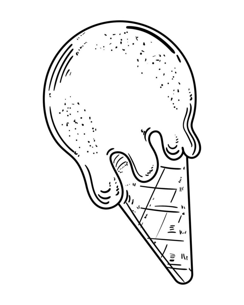 Eis Sahne Kegel Essen Gekritzel Symbol isoliert vektor