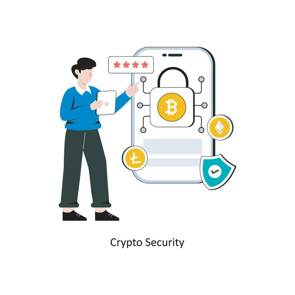 crypto säkerhet platt stil design vektor illustration. stock illustration