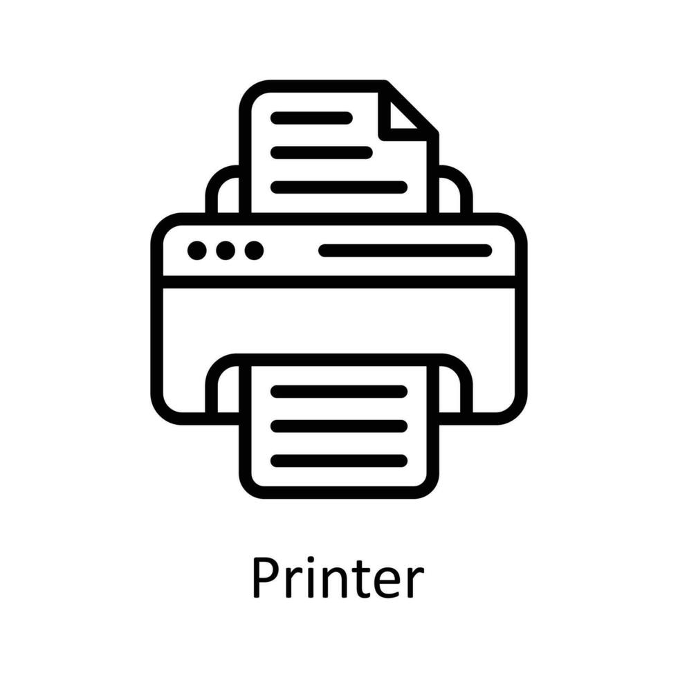 Drucker Vektor Gliederung Symbol Design Illustration. Benutzer Schnittstelle Symbol auf Weiß Hintergrund eps 10 Datei