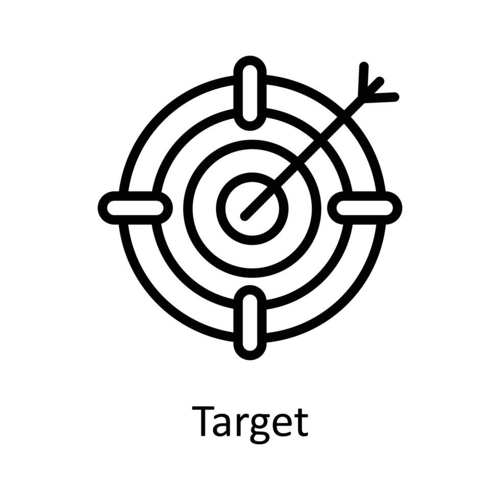 Ziel Vektor Gliederung Symbol Design Illustration. Benutzer Schnittstelle Symbol auf Weiß Hintergrund eps 10 Datei