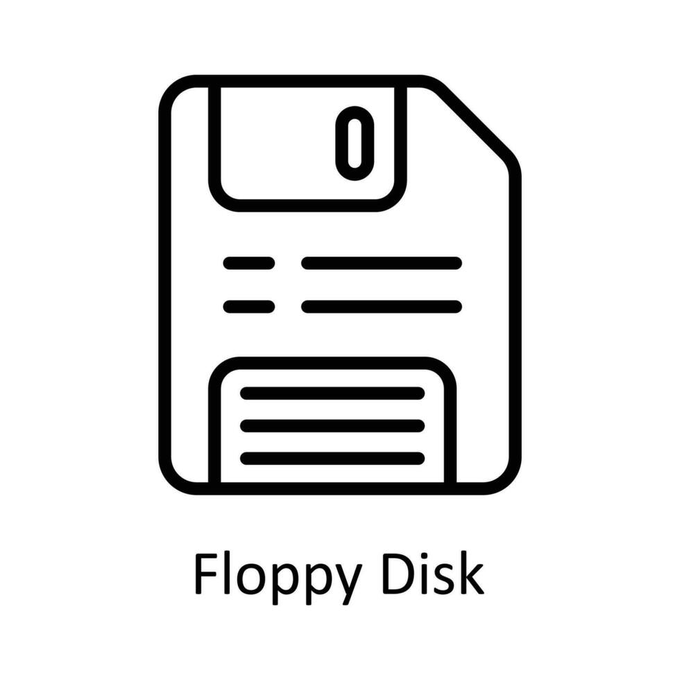 diskett disk vektor översikt ikon design illustration. användare gränssnitt symbol på vit bakgrund eps 10 fil