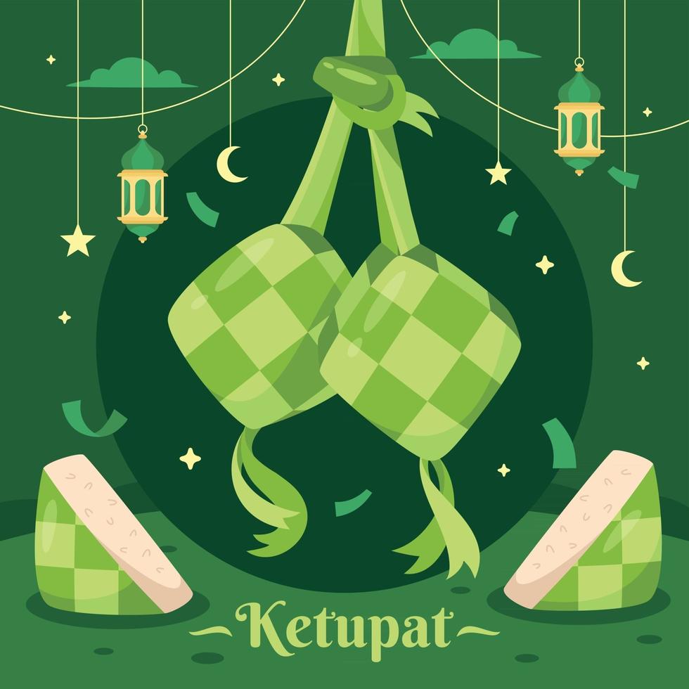 eid mubarak ketupat konzept vektor