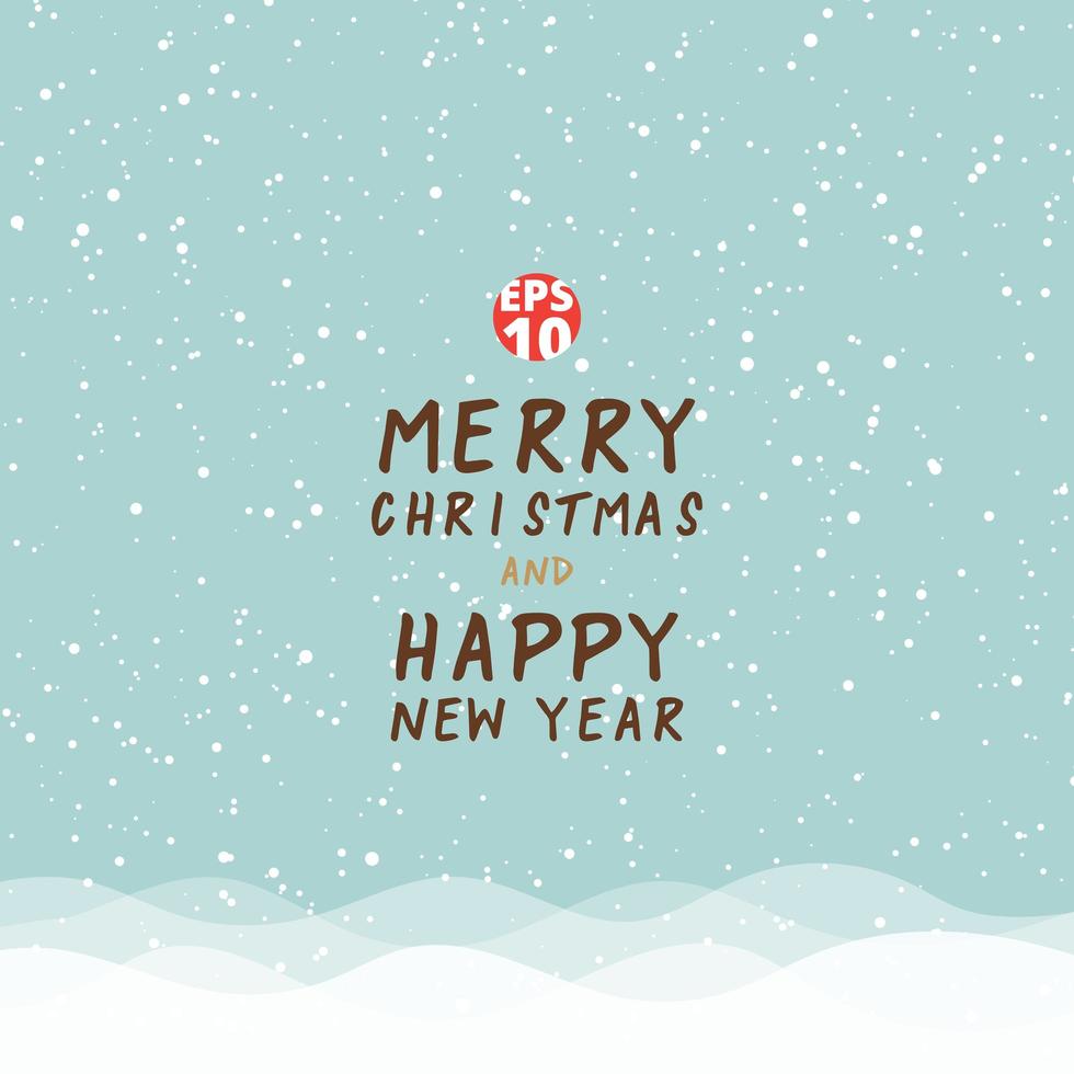 Grußkarte Weihnachten und ein frohes neues Jahr auf blauem Hintergrund mit weißem Schnee Bergblick. vektor