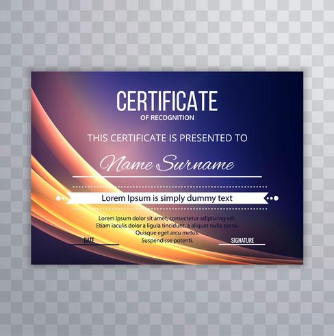 Zertifikat Premium-Vorlage Auszeichnungen Diplom bunte glänzende Welle vektor