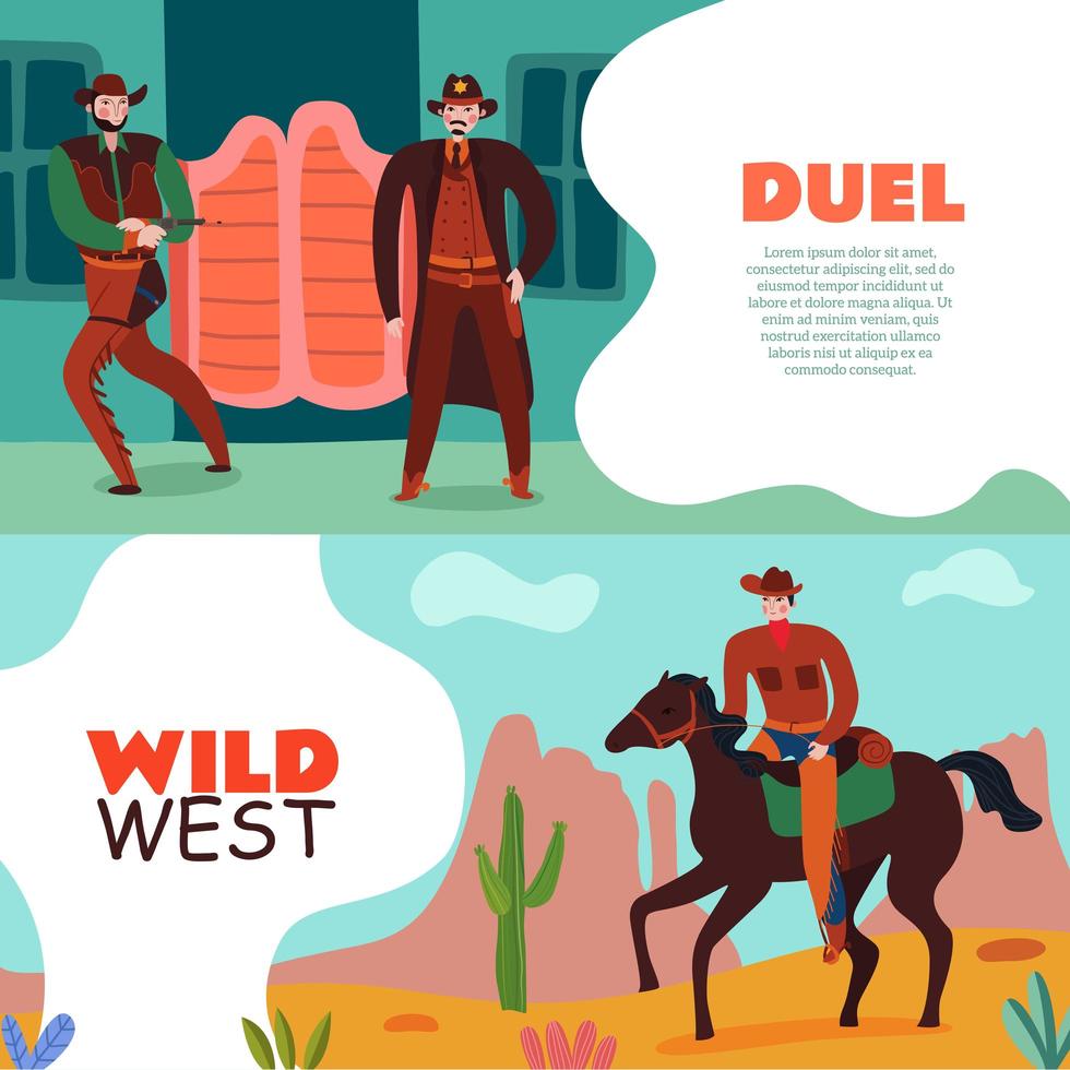 Wild-West-Duell-Banner-Vektorillustration vektor