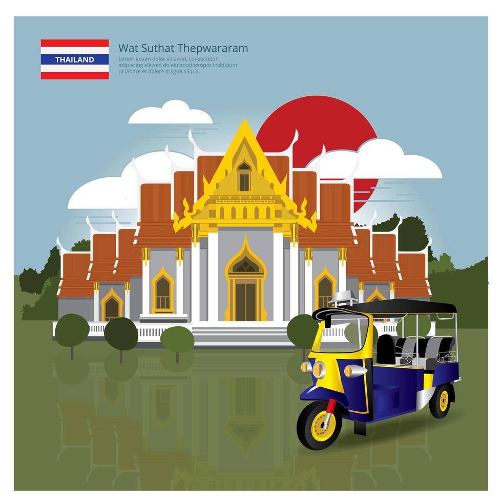 Thailand Wahrzeichen und Reise Attraktionen Vektor-Illustration vektor
