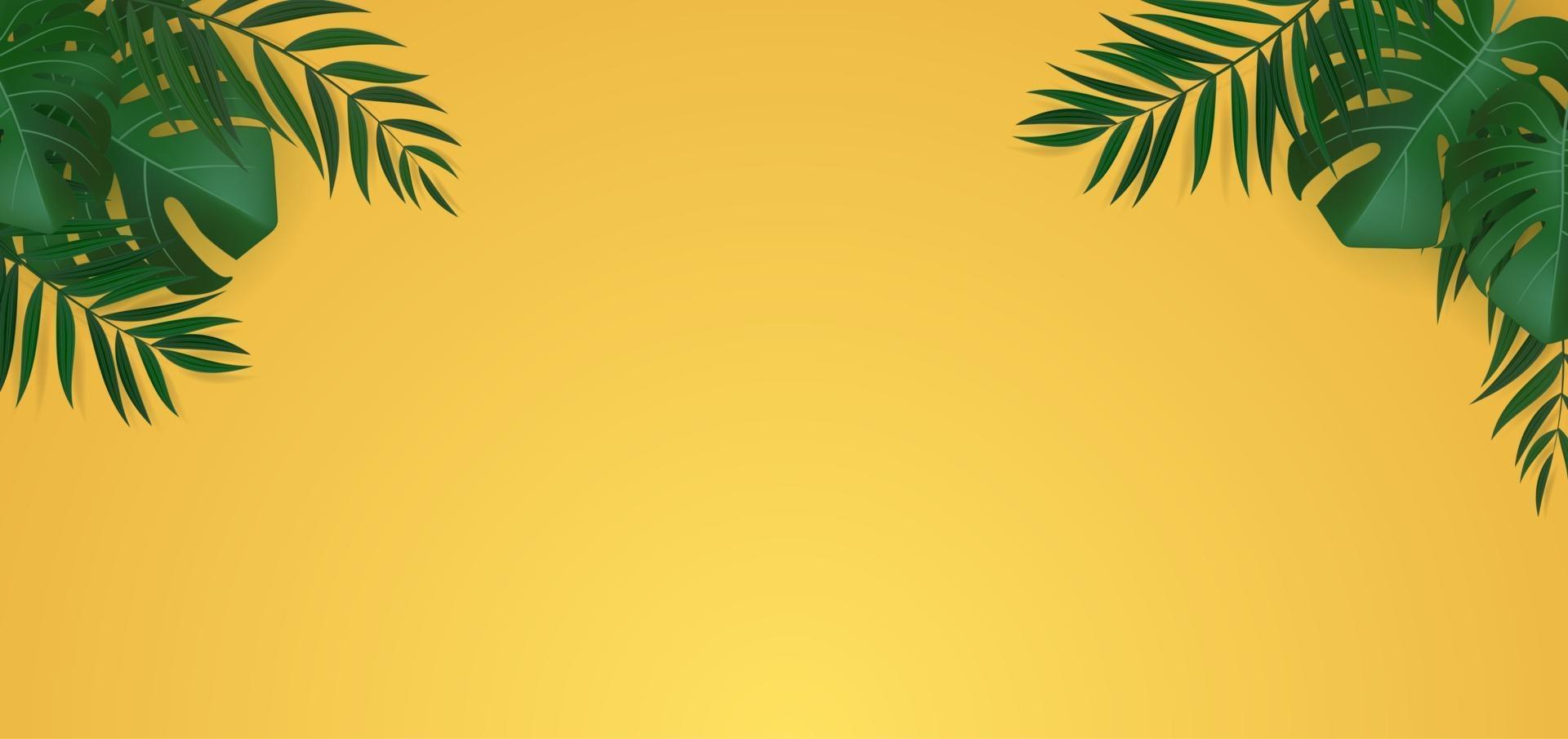 natürlicher realistischer grüner Palmblatt tropischer Hintergrund vektor