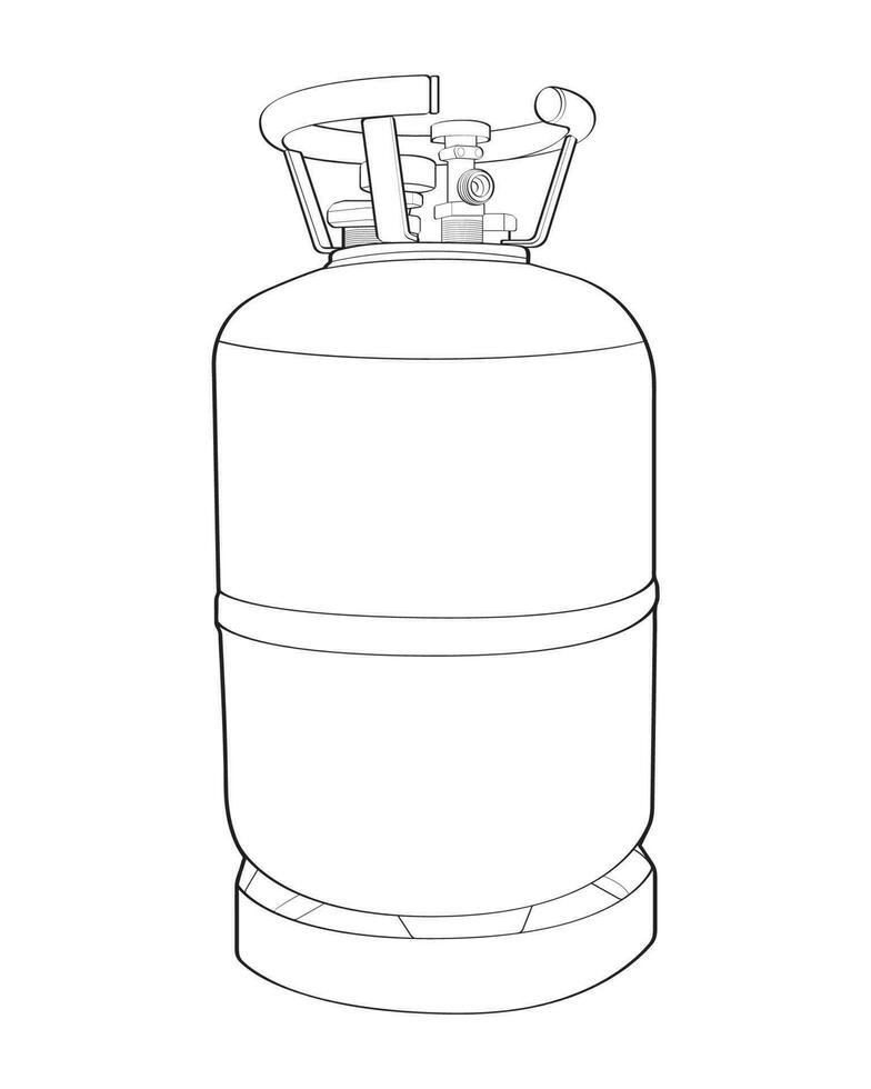 industriell gas cylindrar vektor översikt. översikt av industriell gas cylindrar vektor ikon design isolerat på vit bakgrund.