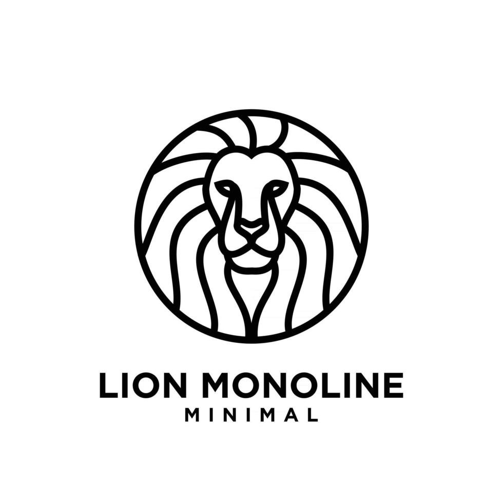 minimale Mono Linie Löwenkopf Vektor Logo Design