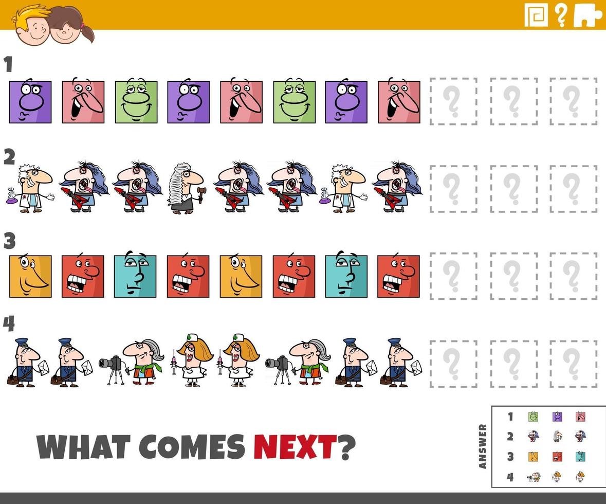 pedagogisk mönsteruppgift för barn med seriefigurer vektor