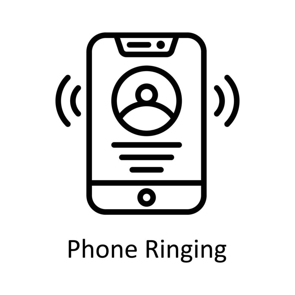telefon ringande vektor översikt ikon design illustration. användare gränssnitt symbol på vit bakgrund eps 10 fil