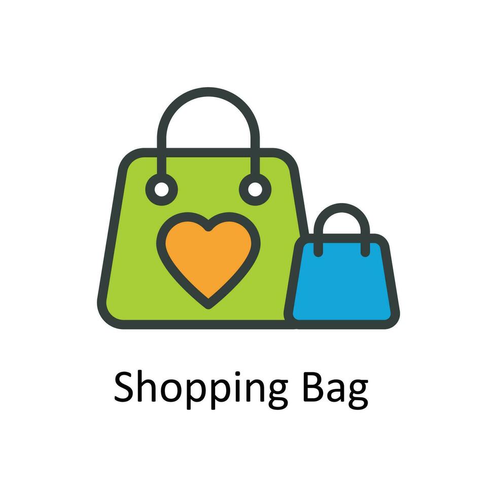 Einkaufen Tasche Vektor füllen Gliederung Symbol Design Illustration. Benutzer Schnittstelle Symbol auf Weiß Hintergrund eps 10 Datei