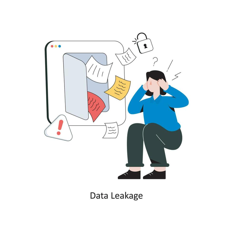 data läckage platt stil design vektor illustration. stock illustration