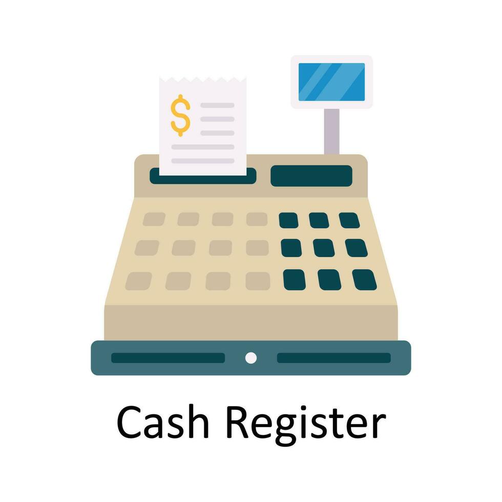 kontanter Registrera vektor platt ikon design illustration. e-handel och handla symbol på vit bakgrund eps 10 fil
