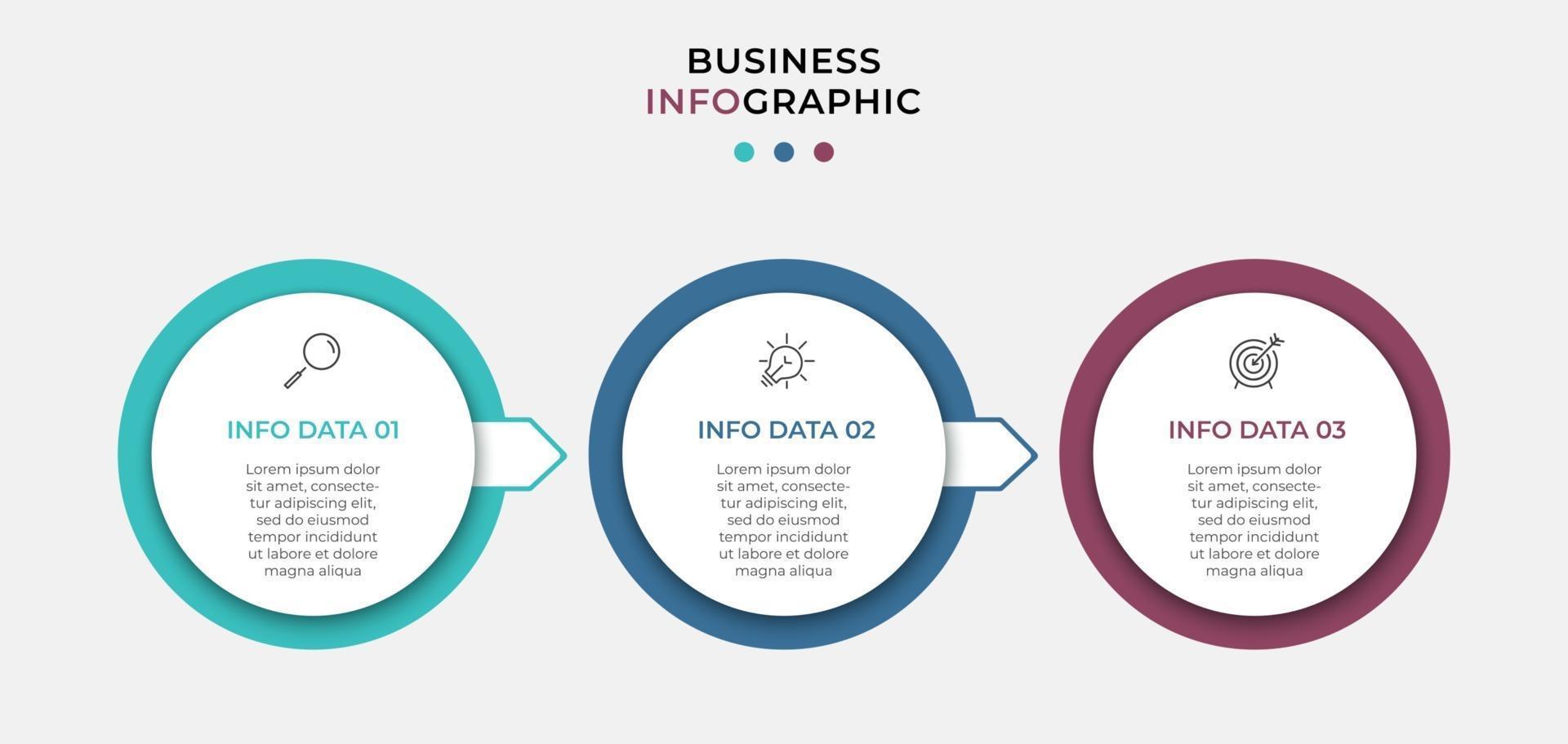 vektor infographic design affärsmall med ikoner och 3 tre alternativ eller steg kan användas för presentationsprocesser