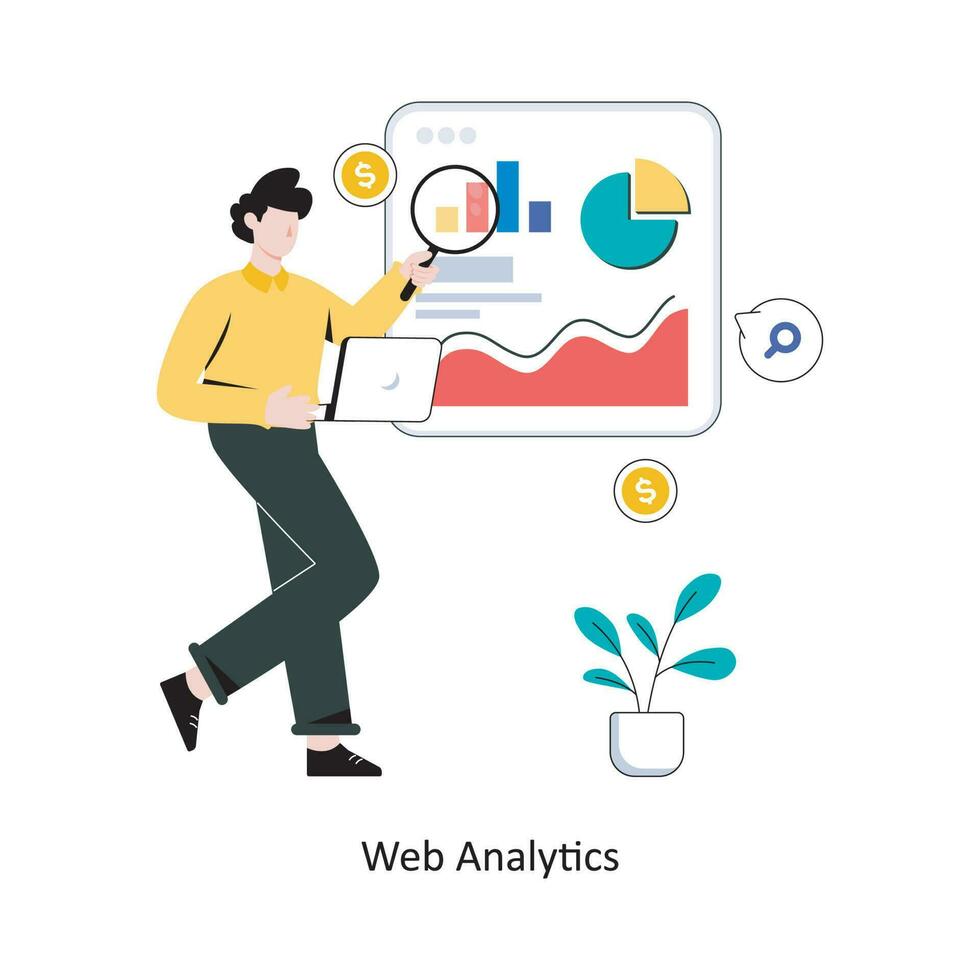 Netz Analytik eben Stil Design Vektor Illustration. Lager Illustration