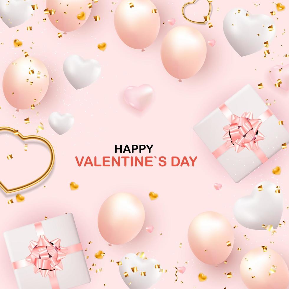 Valentinstag Hintergrund Design mit realistischen Lippen und Herzen für Vorlage für Werbung oder Web oder Social Media und Mode Anzeigen vektor