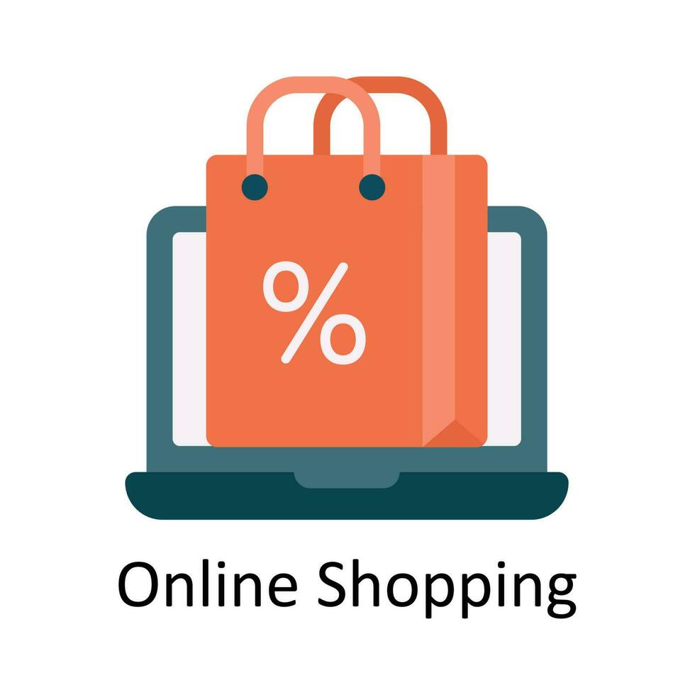 online Einkaufen Vektor eben Symbol Design Illustration. E-Commerce und Einkaufen Symbol auf Weiß Hintergrund eps 10 Datei