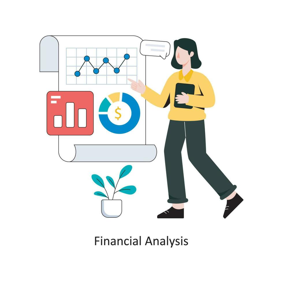 finansiell analys platt stil design vektor illustration. stock illustration