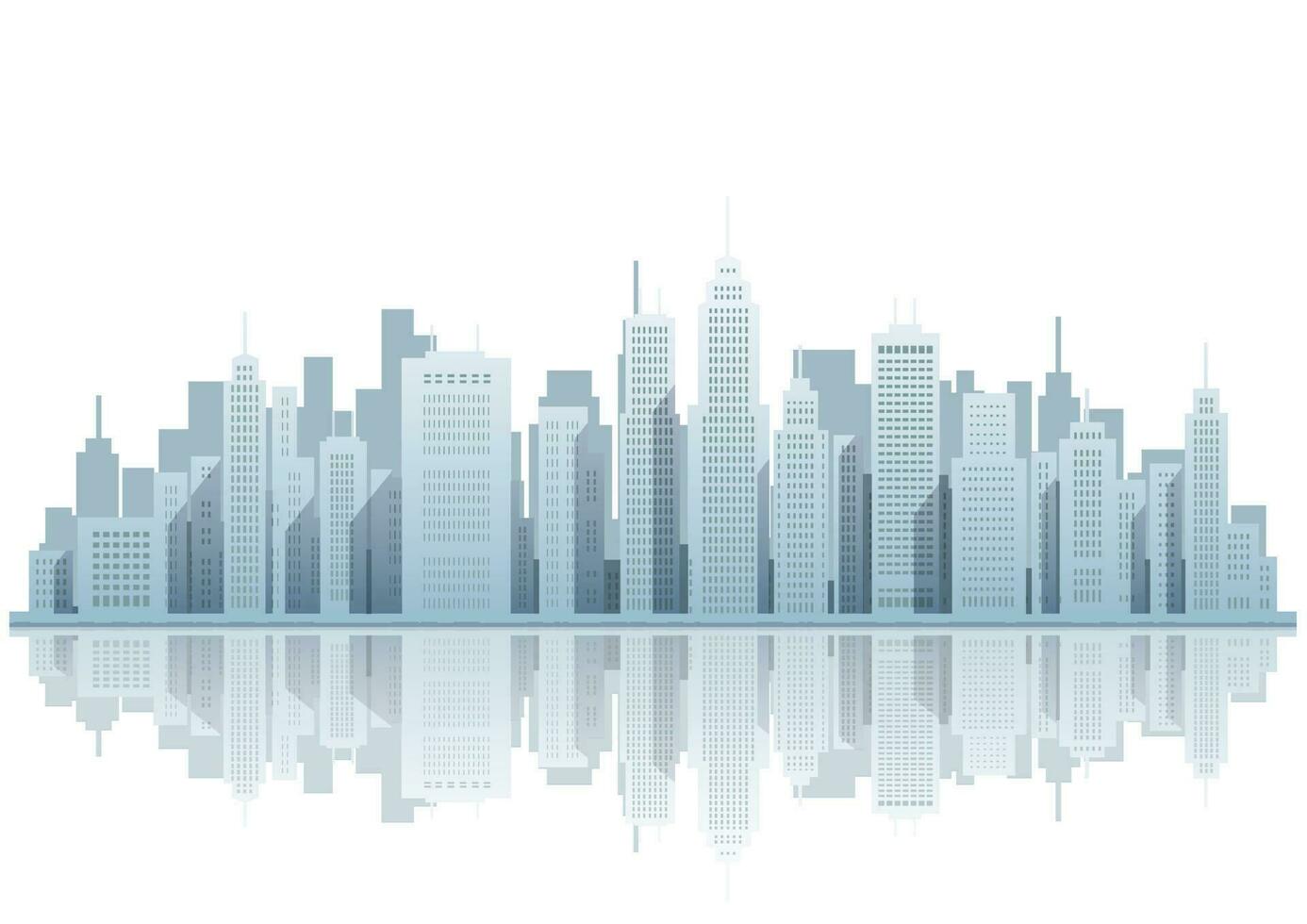 Stadtbild Vektor Illustration mit Wolkenkratzer beim das am Wasser.