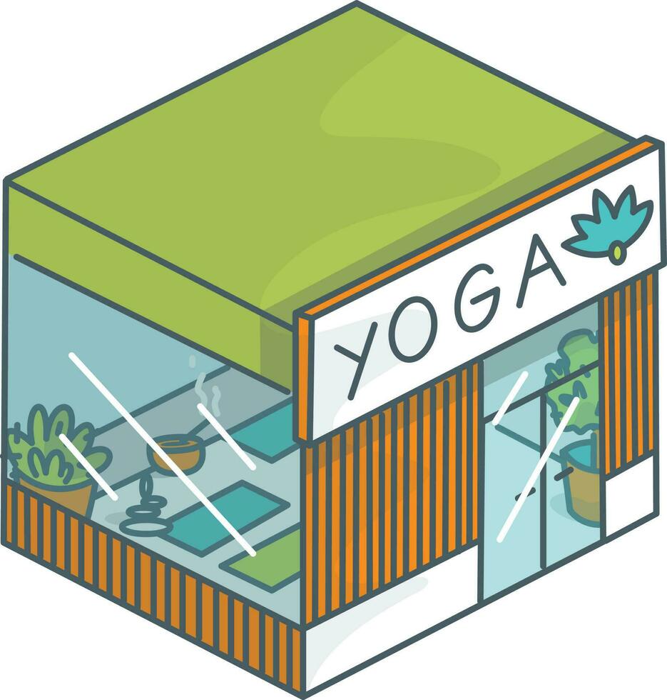 isometrisk yoga byggnad. isolerat på vit bakgrund. vektor illustration.