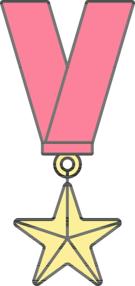 stjärna medalj ikon i rosa och gul Färg. vektor