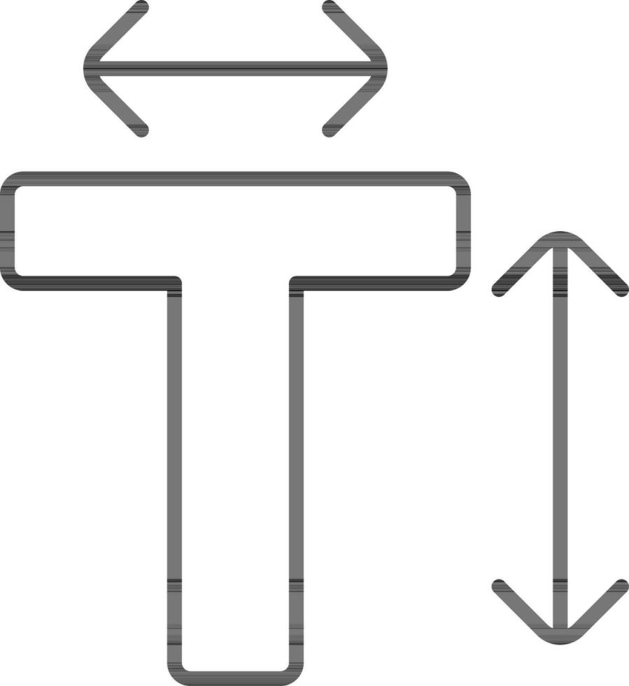 Brief t oder Art Werkzeug Symbol im schwarz Umriss. vektor