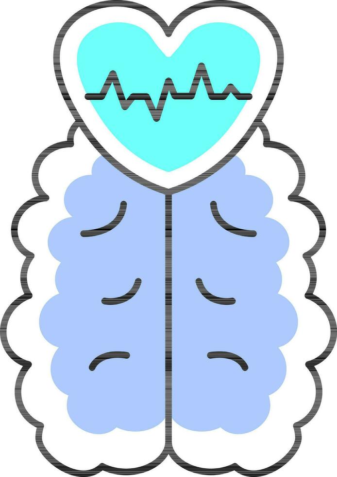 Herzschlag Verbindung zu Verstand Blau Symbol. vektor