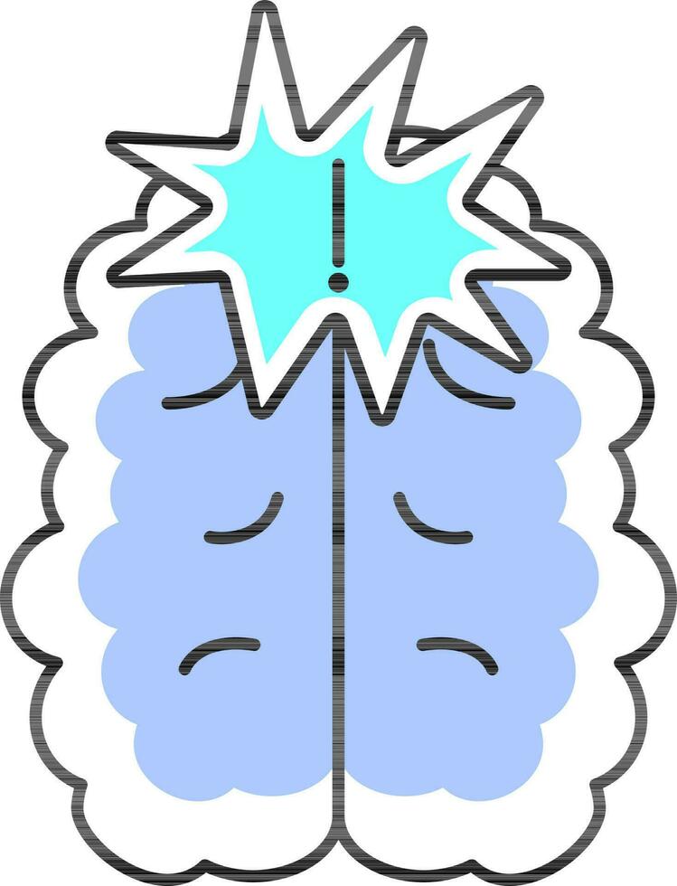 Warnung zu Gehirn Explosion Blau Symbol im eben Stil. vektor