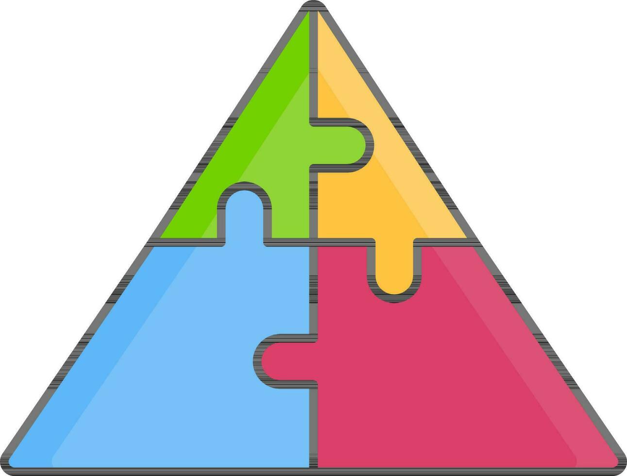 illustration av triangel pussel ikon i färgrik platt stil. vektor