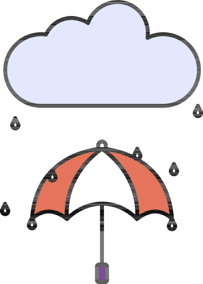 färgrik regnig moln med paraply ikon. vektor