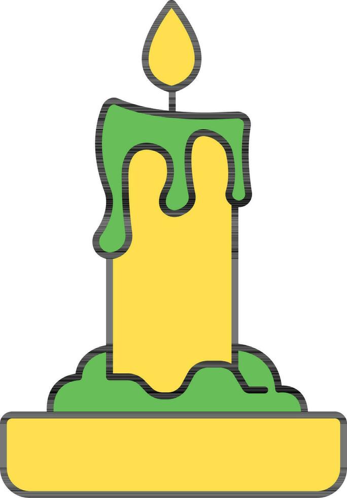 Illustration von Verbrennung Kerze Symbol im Grün und Gelb Farbe. vektor