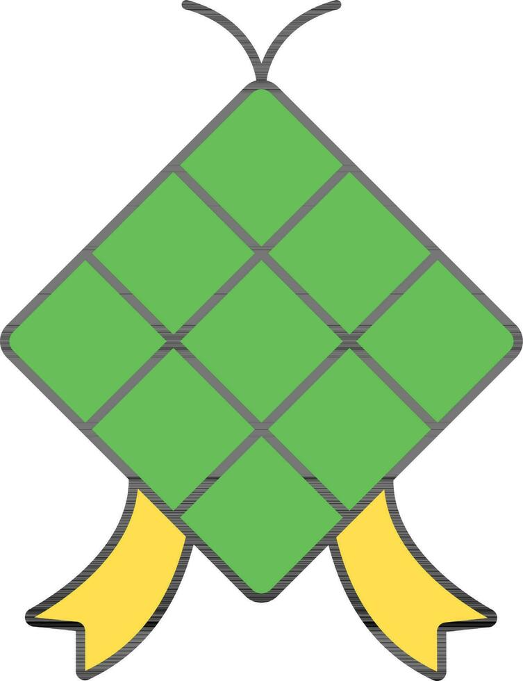 Illustration von Ketupat Symbol im Grün und Gelb Farbe. vektor