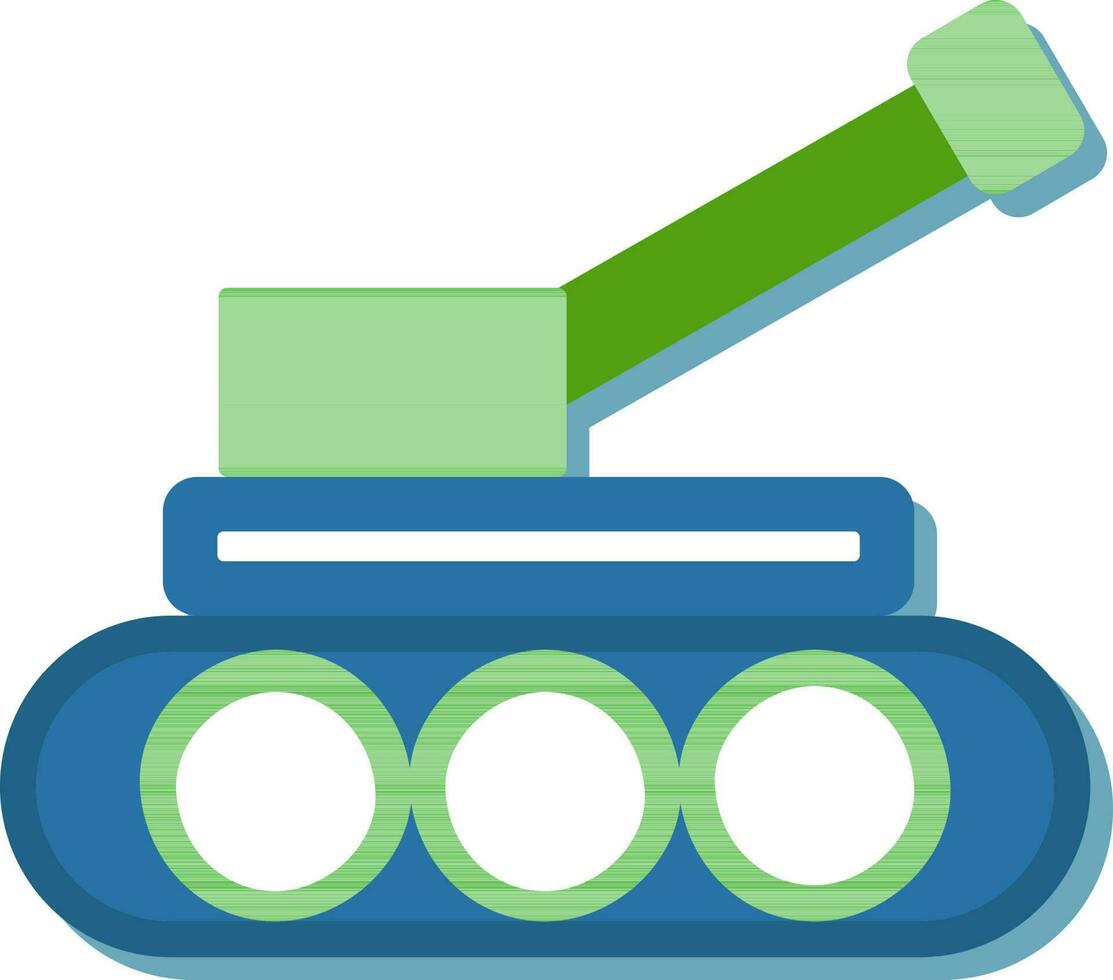 eben Stil Militär- Panzer Symbol im Blau und Grün Farbe. vektor