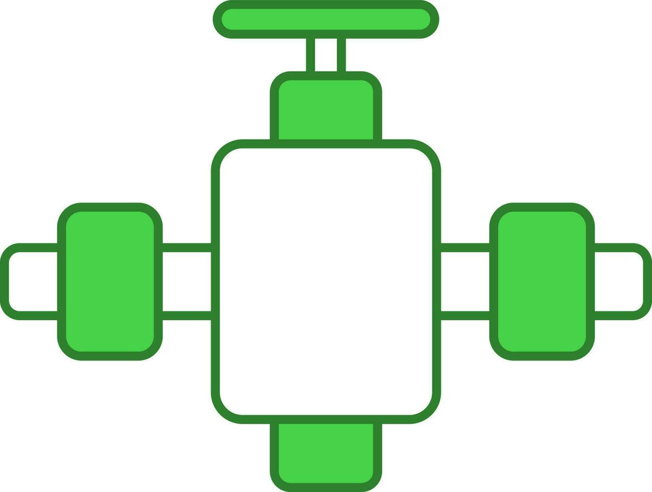 ventil med rör ikon i grön och vit Färg. vektor