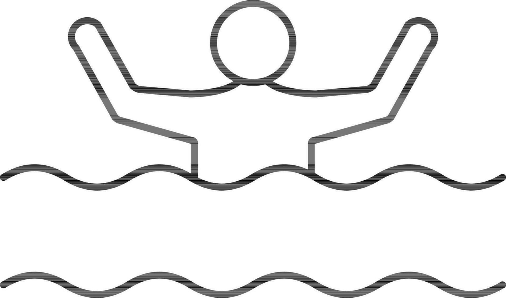 Framgång simmare i Vinka linje konst ikon. vektor