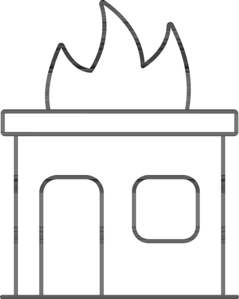 Feuer Haus Symbol im schwarz Linie Kunst. vektor