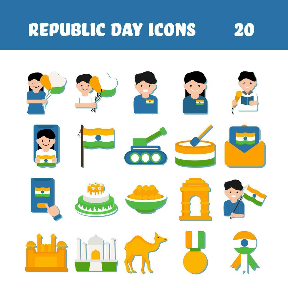 republik dag festival tricolor ikon uppsättning. vektor