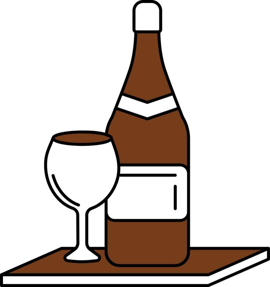 brun och vit champagne flaska och glas ikon. vektor
