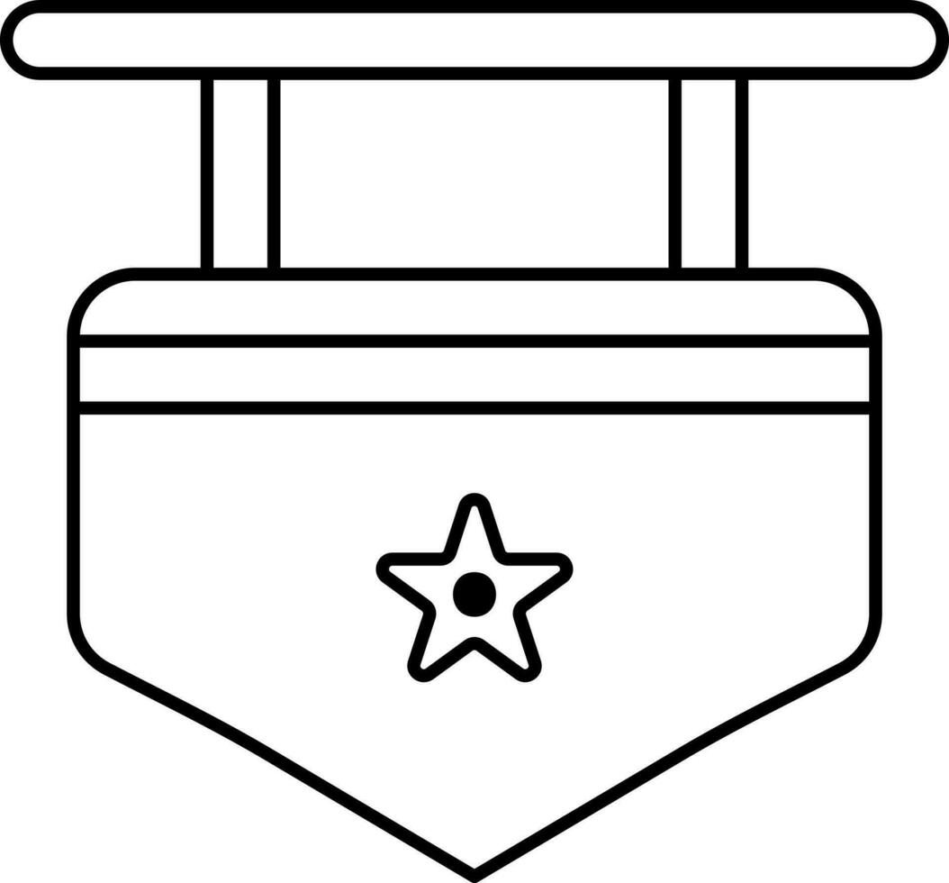 stjärna medalj platt ikon i tunn linje konst. vektor