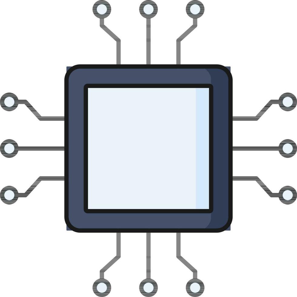 mikrochip ikon i blå och grå Färg. vektor