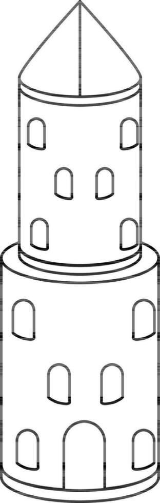 Schloss Turm Symbol im dünn Linie Kunst. vektor