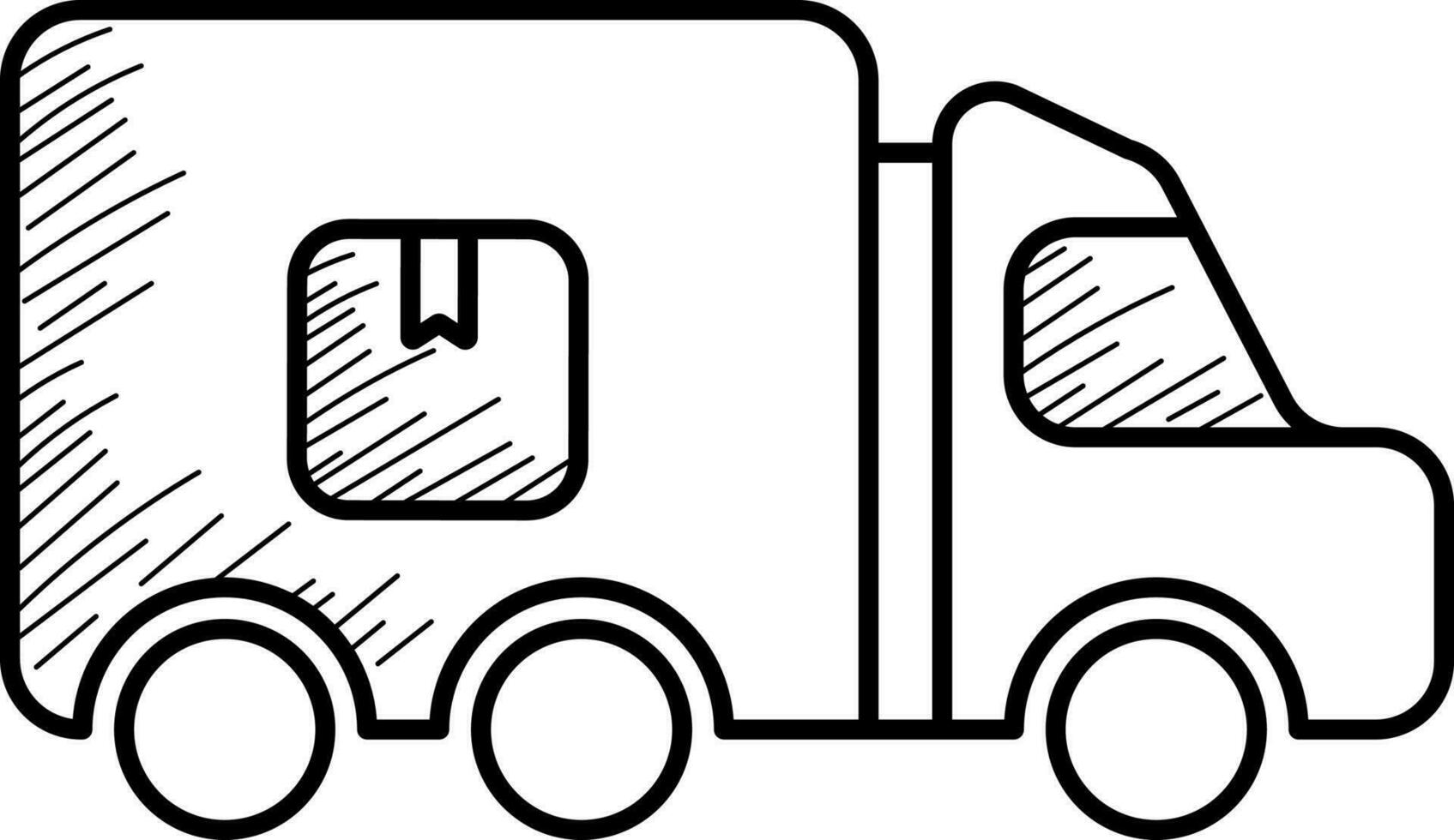 Paket Lieferung LKW Symbol im schwarz Umriss. vektor