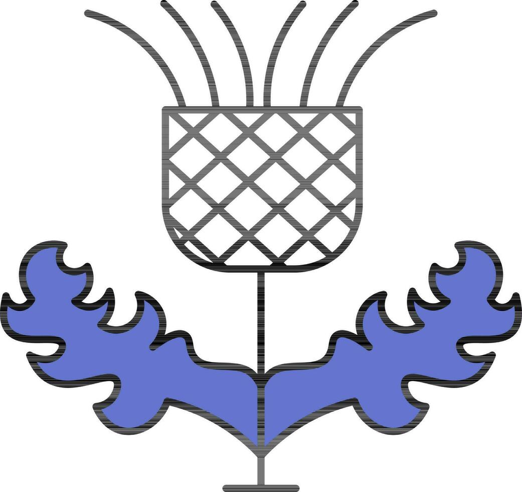 Cirsium Blume Symbol im Blau und Weiß Farbe. vektor