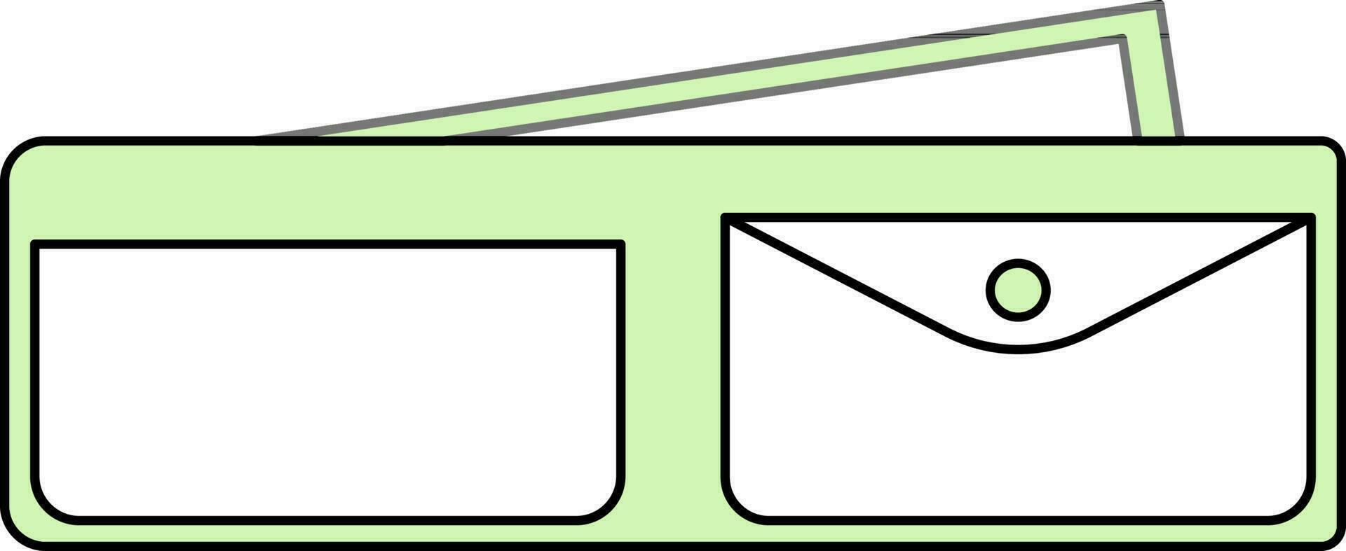 öffnen Brieftasche Symbol im Grün und Weiß Farbe. vektor