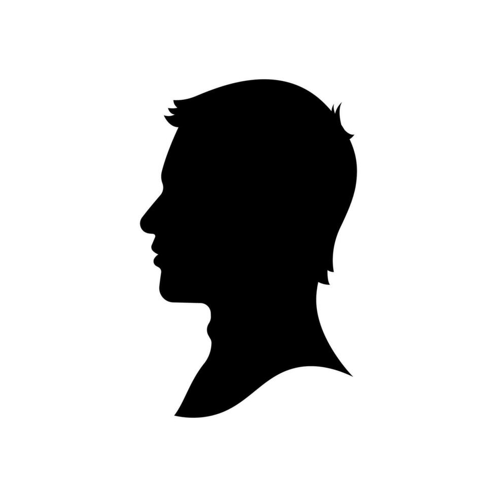 Mann Kopf Silhouette Vektor isoliert auf Weiß Hintergrund.