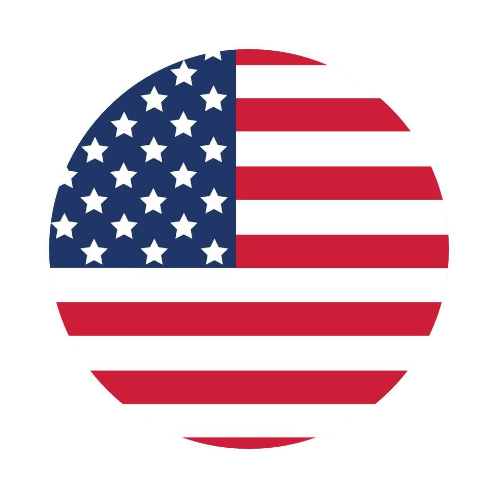 Bild von amerikanisch Flagge. amerikanisch Flagge im ein Kreis auf ein Weiß Hintergrund. Amerika Flagge Aufkleber. Vektor